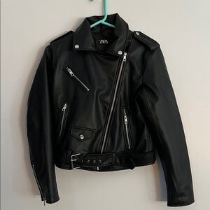 Zara Women's Leather Jacket in Black